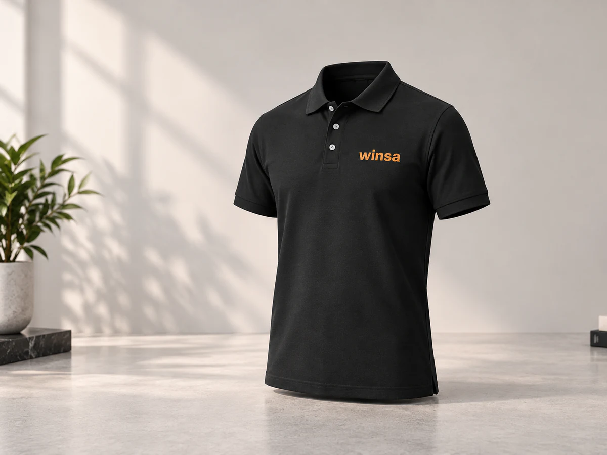 Logolu siyah polo tişört — Tekstil Ürünleri